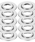 20 Pieces Stainless Steel Fire Sprinkler Escutcheon Plates in stacked arrangement showing shiny split trim rings for pipe covers.