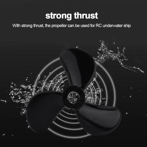 RC Boat Propeller Set With 3 Blades For 4mm Shafts Lightweight Plastic Outboard Propeller Pair in motion with water splash