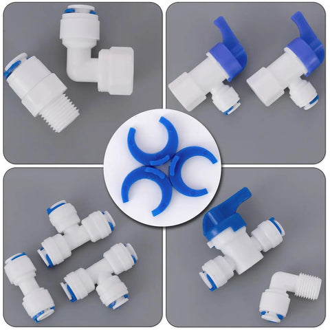 One Quarter Inch Locking Clips 50 Pack For Reverse Osmosis RO Water Line Quick Connect Fittings Blue Plastic Clips Easy To Use And Lock It Down RO System Fittings Non Toxic Material
