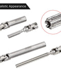 Stainless Steel D Shaped Drive Shaft for SCX24 Gladiator Power Wagon Upgrade with Tight Connection and Realistic Scale Joint for Rugged Trail Crawlers Not Compatible With SCX24 Deadbolt. stainless steel RC drive shaft set