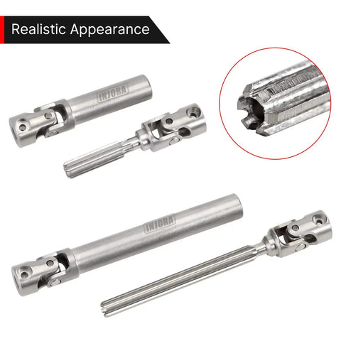Stainless Steel D Shaped Drive Shaft for SCX24 Gladiator Power Wagon Upgrade with Tight Connection and Realistic Scale Joint for Rugged Trail Crawlers Not Compatible With SCX24 Deadbolt. stainless steel RC drive shaft set