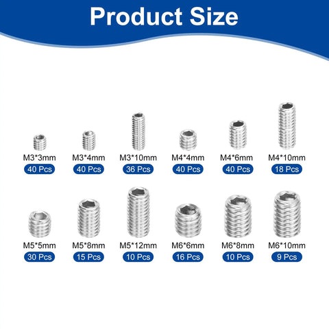 Premium 304 Stainless Steel Allen Hex Socket Internal Drive Cup Point Grub Screw Assortment Kit Heavy Duty Pro Grade Hardware Built Like A Tank For Home And Shop Top Shelf Fasteners