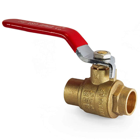 Pack Of Ten Full Port Sweat Brass Ball Valve Half Inch Lead Free Forged Brass 600 WOG For Water Oil And Gas One Quarter Turn Shut Off Plumbing Fittings