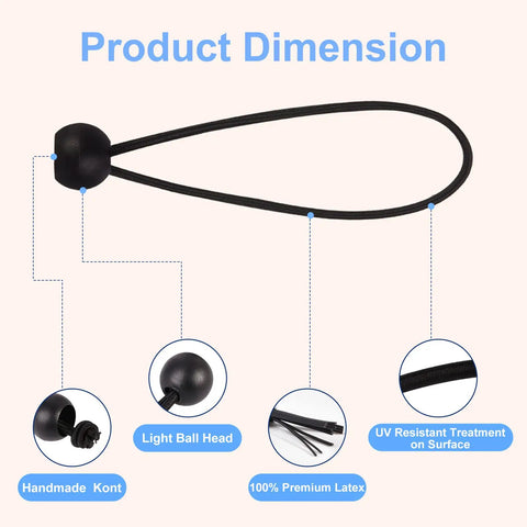 Heavy Duty Ball Bungee Cords Set With 30 Pieces In 3 Sizes 6 Inch 9 Inch And 11 Inch Ball Bungee Balls features and dimensions
