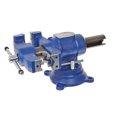 Heavy Duty 5 Inch 2 In 1 Bench And Pipe Vise With Rotating Dual Jaw System, Secure Grip And Swivel Base, Built From Ductile Iron And Hardened Steel For Beefy Durability And Versatility