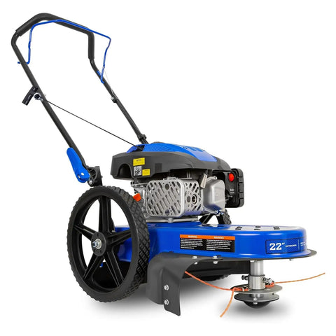 Workhorse Heavy Duty Walk Behind Gas String Trimmer With 170cc 4 Cycle OHV Engine 22 Inch Cutting Diameter 14 Inch Wheels