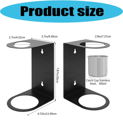 Kickass Wall Mounted Funnel Organizer Rack With Heavy Duty Iron Frame For Hella Tight Workshop Storage And Rust Resistant Industrial Shelf Brackets System dimensions shown with catch cup.