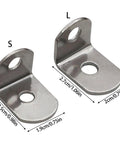 20Pcs L Shaped Corner Braces Stainless Steel 90 Degree Right Angles Metal Brackets For Cabinets And Shelves size comparison