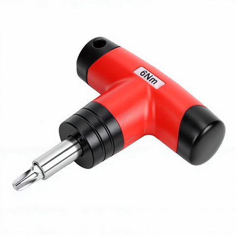 Fabater T Handle Preset Torque Wrench Tool With 6Nm Click Ratchet Driver, red and black, ergonomic grip for precise tightening.