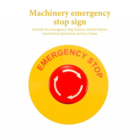 Emergency Stop Sticker Set For Machinery And Generators, Peel And Stick Safety Warning Signs, 62mm with 31mm center hole