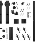 6 Ft Sliding Barn Door Hardware Kit With Track, Pull Handle Set And Floor Guide For 36 Inch Wide Doors, visible components