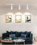 Living room with dimmable LED track lighting heads 16.5W each delivers 1200 lumens 90 CRI 24 degree beam 4000K neutral white pack of 6