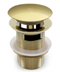 Polished gold pop up drain for freestanding bathtub, CUPC certified copper construction, with 2.7 inch cover, easy install stopper