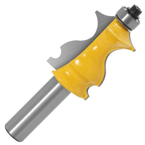 Top Shelf CNC Router Bits Set Featuring Hella Durable Half Inch Shank For Flawless Handrail Molding And No Sweat Woodworking On MDF Plywood Acrylic Face Mill Cutters Built Tough To Handle Any Daily Shop Grind Smoothly, showcasing a steel shank and yellow handle design.