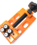 Legit Tight Grip Mini Table Vise With Quick Release ABS Plastic Jaws Compact Drill Press Clamping Bench For Tiny Parts Electronics Jewelry Craft And Precision Model Projects, orange mini vise top view.