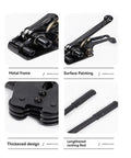 Heavy Duty Manual Strapping Machine Kit With Silent Buckle-Free PET And PP Banding Tensioner And Sealer Set showing metal frame and handles.