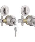 Two Keyed Alike Single Cylinder Deadbolts Door Locks In Satin Nickel 2 Pack With Exterior Keyed Entry And Interior Thumb Turn