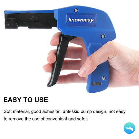 Heavy Duty Die Cast Steel Zip Tie Gun With Flush Cut Cutter 7 Inch Nylon Cable Tie Tool in hand with steel handle