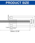 Technical diagram of 700mm TR8x8 Lead Screw With Brass Nut For 3D Printers And CNC Builds with dimensions outlined.