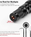 Close-up of black telescoping pole with 8mm universal interface, suitable for Ultralight Carbon Fiber Telescoping Tarp Poles.