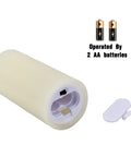 Flameless Battery Operated Real Wax Pillar Candles With 10 Key Remote And 24 Hour Cycling Timer showing battery compartment and cover