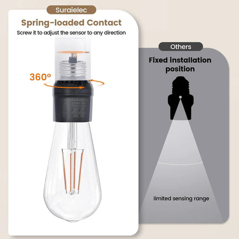 Automatic Outdoor Light Socket With Dusk To Dawn Sensor And 360 Degree Rotating Coverage E26 E27 Bulb Base Adapter