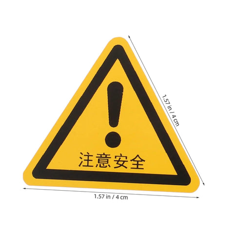 Yellow triangle caution sticker from 24 Pack Caution Stickers For Equipment And Factory Safety Signs Decals Durable Easy To Apply Warn Labels For Machinery And Work Areas In Busy Factories.
