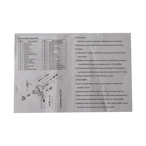 Instruction manual for F75 Pneumatic Paint Sprayer with assembly details and operating guidelines.