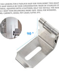 Premium 90 Degree Padlock Hasp And Staple Set Stainless Steel right angle latch ideal for cabinet and gate use.