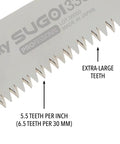 Close-up of Heavy Duty Pro Saw With 330mm Blade And XL Teeth, 6.5 Inch Cut Capacity, showcasing extra-large nickel-plated teeth.
