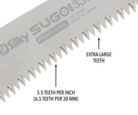Close-up of Heavy Duty Pro Saw With 330mm Blade And XL Teeth, 6.5 Inch Cut Capacity, showcasing extra-large nickel-plated teeth.