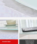Close-up of Rotating Tabletop Serving Tray With Lazy Susan Turntable showcasing tempered glass and rounded edges.