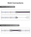 Image showing 10 Pack 4 Pin Transparent COB Connectors For RGB LED Strips Solderless Connection With 15cm Wires And 22AWG Extension.