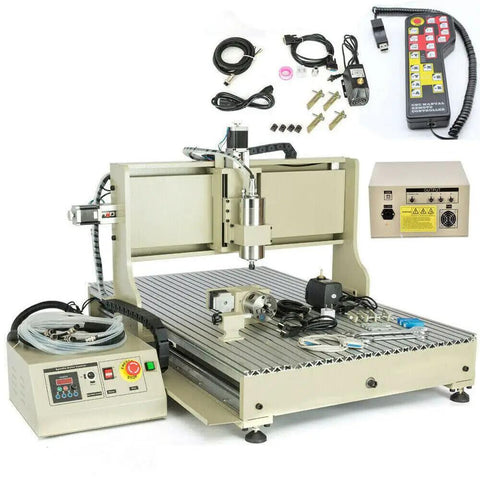 Four Axis Router Kit With 1.5KW VFD Water Cooled Spindle USB Control Box Handwheel Ball Screw 6090 Engraving Machine