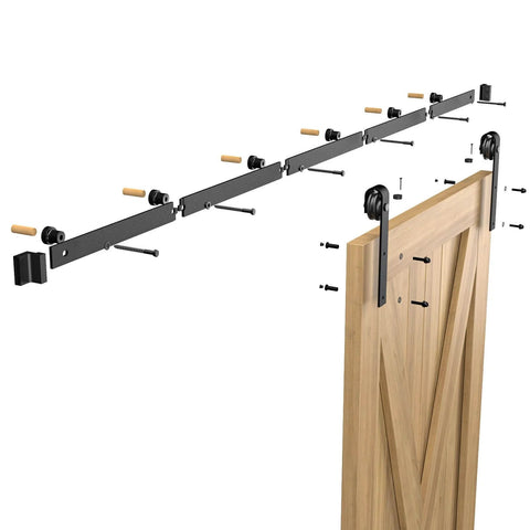 7 Foot Sliding Barn Door Hardware Kit For A Single Door With Sturdy Rails And Quiet Smooth Glide Fits 40 To 42 Inch Wide Doors J Shape Hanger
