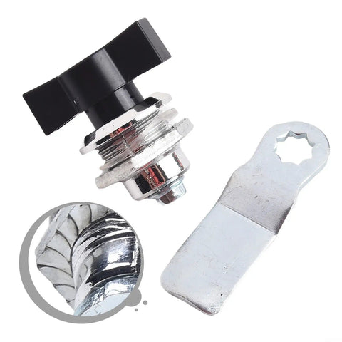 Keyless Turn Tongue Cam Lock For Cabinets And Drawers, Lockers And Safes Security Hardware, aluminum and steel components shown.