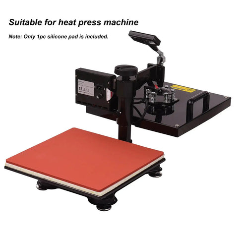 Red 15x15 Inch Silicone Heat Press Pad 0.3 Inch Thick For Heat Transfer Machine shown on press base