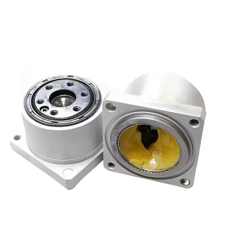 Mini Harmonic Drive Stepper Motor Kit High-Precision Robot Manipulator Arm Joint components showing metallic housing and inner mechanics.