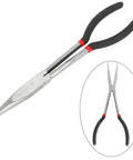 Long Needle Nose Pliers Set 11 Inch 5 Piece Kit With Nipper Bent Nose Duckbill End Cutting And Diagonal Pliers For Tight Spaces Includes Straight