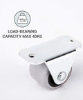 Fixed caster wheel with mounting plate, 30mm rubber wheel for furniture