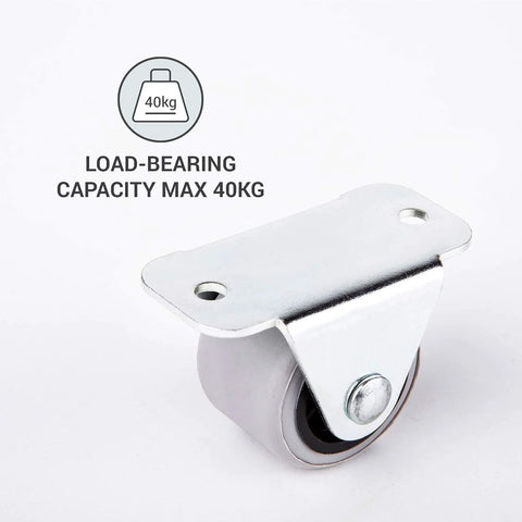 Fixed caster wheel with mounting plate, 30mm rubber wheel for furniture
