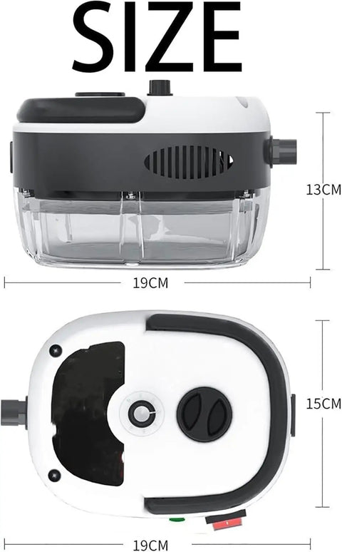 Heavy Duty Handheld Steam Cleaner With 2500W Pressurized High Temp Power To Blast Away Baked On Grease And Tough Built Up Crud Across Kitchen Tile And Car Surfaces Quick size dimensions 19cm x 15cm x 13cm.