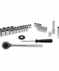 All In One Forty Piece SAE And Metric Socket Set With One Quarter Inch And Three Eighth Inch Drive Ratchet and Extension Bar