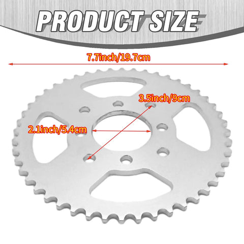 Go Kart Rear Sprocket Kit With 48 Tooth Sprocket, 8 Hole Hub, 1 Inch Bore, Quarter Inch Keyway dimensions illustration