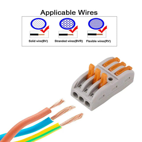 Premium SPL-3 Lever Nut Wire Connectors Set, 12 Pack, 3 Way 6 Port Compact Splice Connectors with applicable wire types