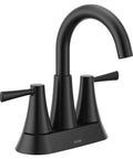 Ronan Matte Black Two-Handle 4-Inch Centerset Modern Bathroom Faucet With Push-Down Drain, Slick Contemporary Style