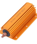 Heavy Duty 200W 8 Ohm High Power Resistor With Rugged Aluminum Housing And Mounting Holes, Industrial Grade Electrical Component For Power Supplies And Audio Equipment, Durable And Reliable, orange finned aluminum resistor with terminal stud