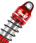 Close-up of 53mm Aluminum Threaded Shock Absorbers Oil Damper For TRX4M TRX4MT, showing red anodized finish and spring detail.