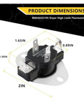Dryer High Limit Thermostat WE04X25195 L135-125F Replacement Thermal Cutoff Protector For Dryers Precise Temperature Control To Prevent Overheating GE Compatible, 2in