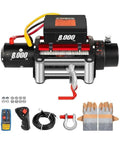 Heavy Duty Electric Winch With Wireless Remote Control And High Grade Steel Cable For SUV ATV Truck And Boat Recovery Off Road Trail Ready Gear That Pulls Like An Absolute Champ At Eight Thousand Pounds with accessories.